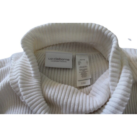 Liz Claiborne Turtleneckk  Ribbed Knit Striped Cotton Sweater Size PL - Picture 4 of 4